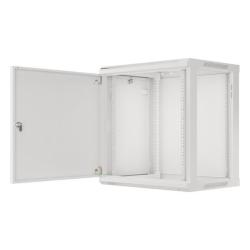 Szafa instalacyjna Rack wisząca 19" 12U 600x450 szara drzwi metalowe Lanberg (flat pack)