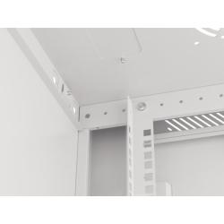 Szafa instalacyjna Rack wisząca 19" 12U 600x450 szara drzwi metalowe Lanberg (flat pack)