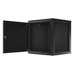 Szafa instalacyjna Rack wisząca 19" 12U 600x600 czarna drzwi metalowe Lanberg (flat pack)