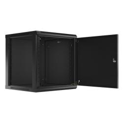 Szafa instalacyjna Rack wisząca 19" 12U 600x600 czarna drzwi metalowe Lanberg (flat pack)