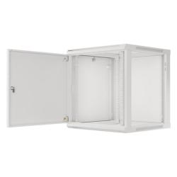 Szafa instalacyjna Rack wisząca 19" 12U 600x600 szara drzwi metalowe Lanberg (flat pack)