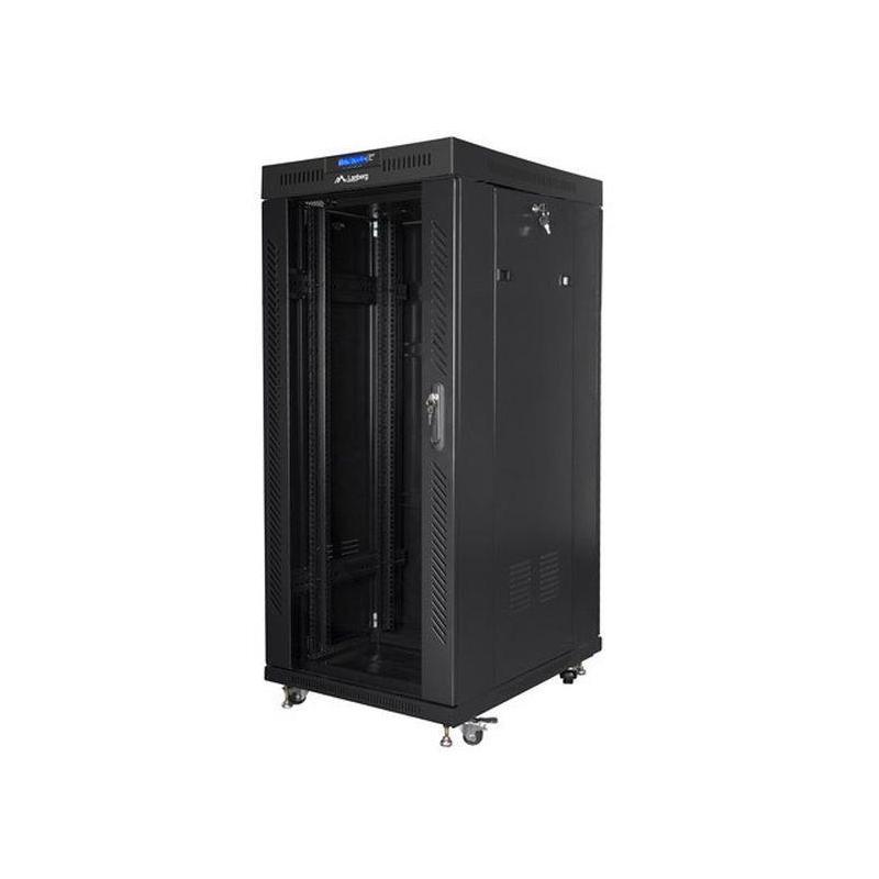 Szafa instalacyjna Rack stojąca 19" 22U 800x800 Drzwi Szklane czarna Lanberg (flat pack) LCD