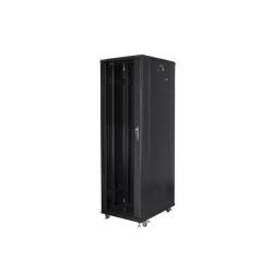 Szafa instalacyjna Rack stojąca 19" 42U 800x800 drzwi szklane czarna Lanberg (złożona)