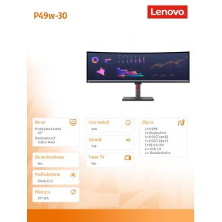 Monitor 49.0 cali ThinkVision P49w-30 WLED 63DBRAT1EU