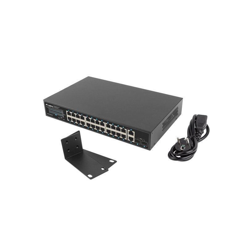 Switch niezarządzalny Lanberg 24x 1Gb PoE+/2x Gb 2x SFP Rack 19" Gigabit Ethernet 250W