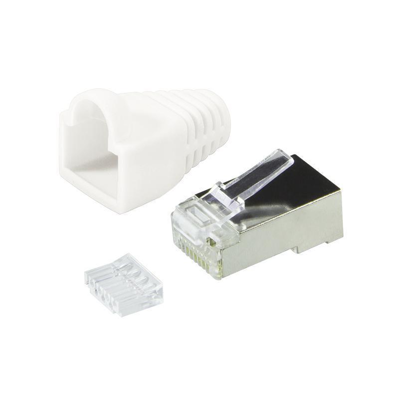 Wtyk RJ45 CAT.6 FTP LogiLink MP0022W z osłonką, biały 100szt