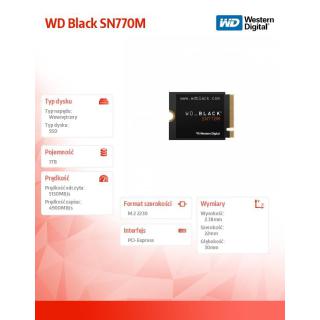 Dysk SSD WD Black SN770M 1TB NVMe 2230 M2