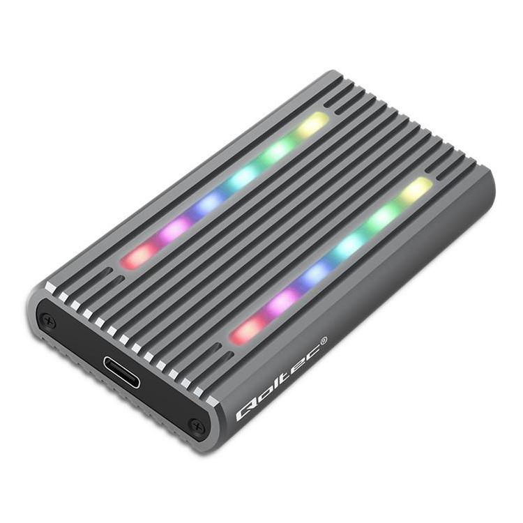 Obudowa | kieszeń na dysk M.2 SSD | SATA | NVMe | RGB LED | USB-C| 4TB