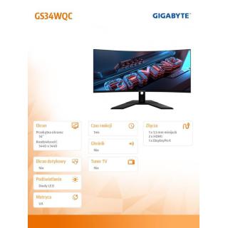 Monitor 34 cale GS34WQC 120H 1ms/VA/HDMI//DP