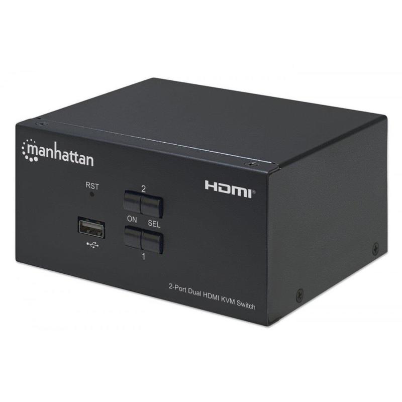 Przełącznik KVM Manhattan HDMI / USB 2x1 Dual-Monitor Video 4K30Hz