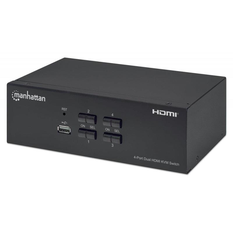 Przełącznik KVM Manhattan HDMI / USB 4x1 Dual-Monitor Video 4K30Hz