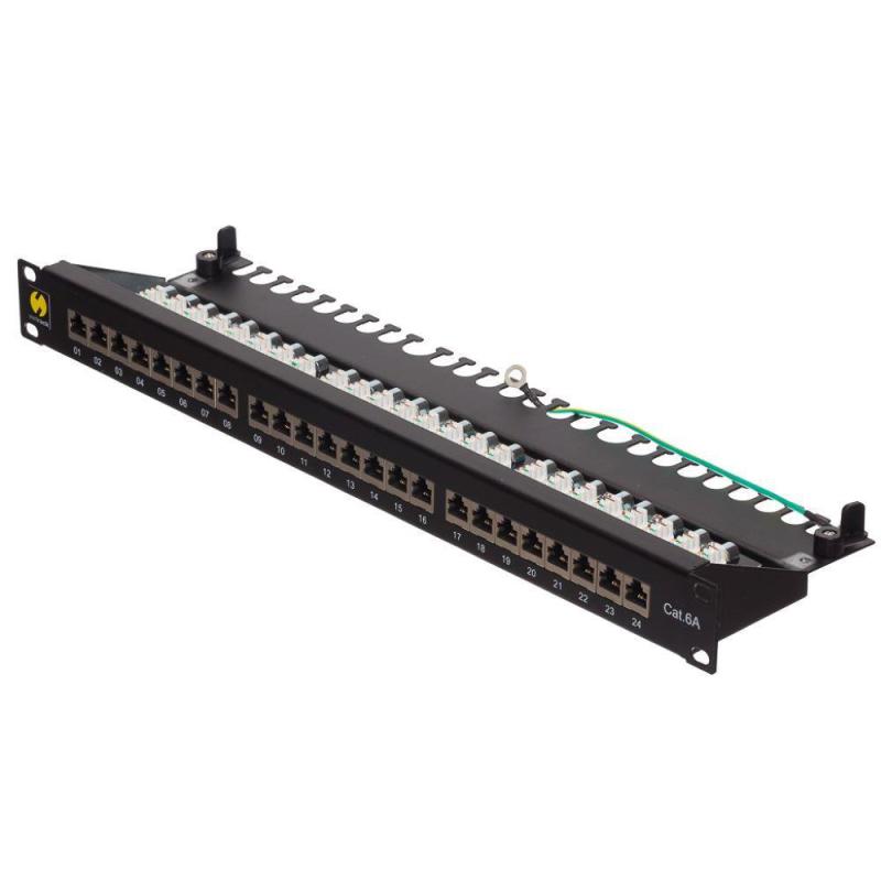 Patch panel 19" Netrack 24-porty kat. 6A FTP wyposażony