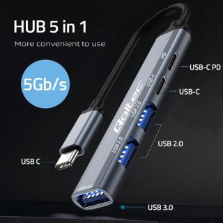 HUB adapter USB-C 3.1 5w1 | USB-C PD | USB-C | 2x USB 2.0...