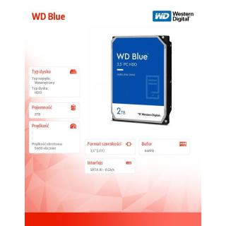 Dysk twardy WD Blue 2TB 3,5 256MB SATAIII 5400 RPM