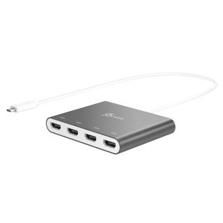 Adapter j5create USB-C to 4 Port HDMI Multi Monitor Adapter (USB-C m - 4xHDMI f 50cm kolor srebrny) JCA366-N