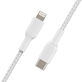 BELKIN KABEL BRAIDED USB-C - LIGHTNING, 1M, BIAŁY