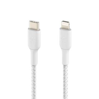 BELKIN KABEL BRAIDED USB-C - LIGHTNING, 1M, BIAŁY