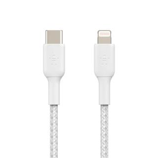 BELKIN KABEL BRAIDED USB-C - LIGHTNING, 1M, BIAŁY