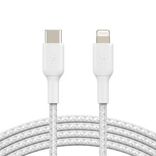 BELKIN KABEL BRAIDED USB-C - LIGHTNING, 1M, BIAŁY