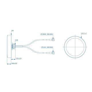 Antenna Combo Mimo Mobile Roof SMA Male IP65 PR1KCL25