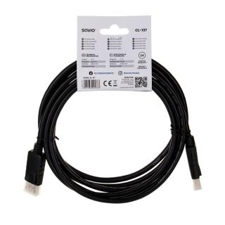 Kabel SAVIO CL-137 (DisplayPort M - DisplayPort M 3m kolor czarny)