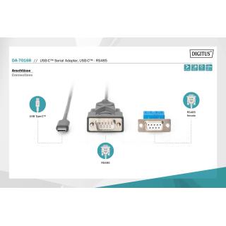 Kabel adapter DIGITUS USB 2.0 HighSpeed Typ USB C/RS485 M/M czarny 1m