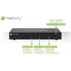 Przełącznik KVM Techly 2-portowy DisplayPort/USB 2x1 Dual Head Video 4K30Hz