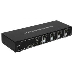 Przełącznik KVM Techly DisplayPort / USB 4x1 4K30Hz, HUB USB 2.0