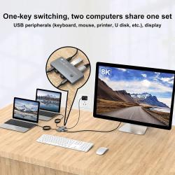 Przełącznik KVM Techly USB-C 2x1 / DisplayPort 1.4 Video 8K