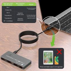 Przełącznik KVM Techly USB-C 2x1 / DisplayPort 1.4 Video 8K