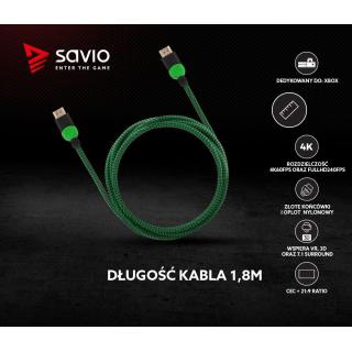 Kabel HDMI 2.0 dedykowany do XBOX zielono-czarny 1,8m,...