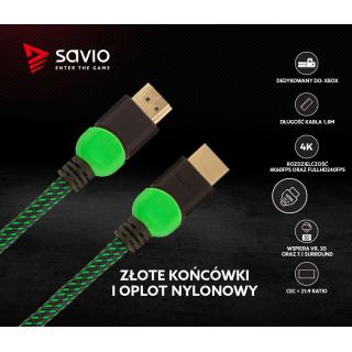 Kabel HDMI 2.0 zielono-czarny 1,8m, GCL-03