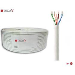 Kabel instalacyjny TechlyPro skrętka Cat6 U/UTP drut 100% miedź LSZH/LSOH 100m, szary