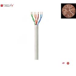 Kabel instalacyjny TechlyPro skrętka Cat6 U/UTP drut 100% miedź LSZH/LSOH 100m, szary