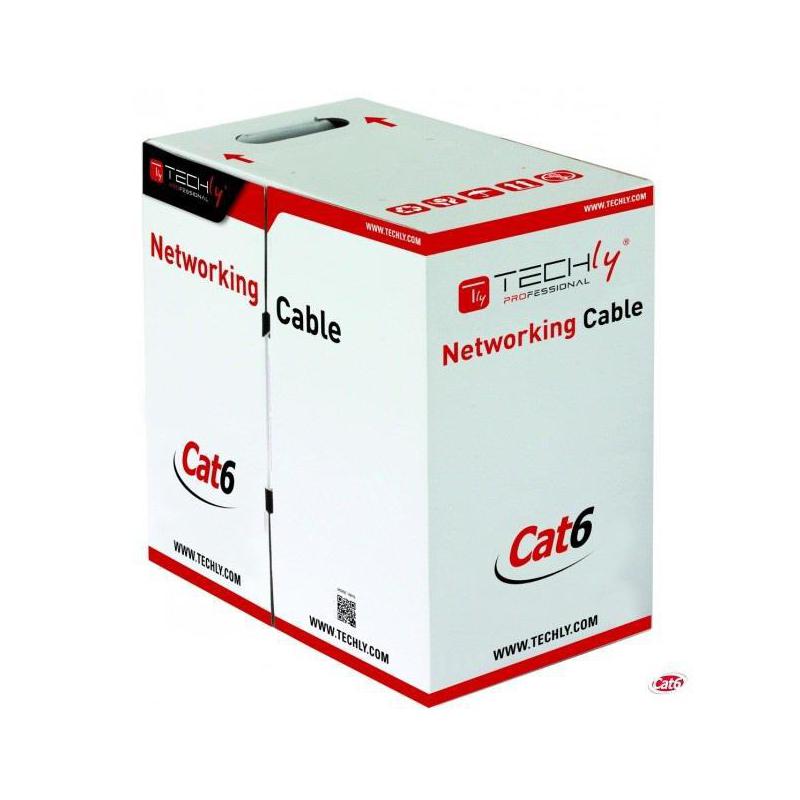 Kabel instalacyjny TechlyPro skrętka Cat6 UTP 4x2 drut CCA 305m, szary