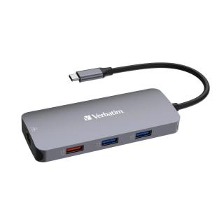 Hub USB Verbatim Multi Port CMH-09: 2xUSB-C 3.1, 1xUSB-A 3.1, 2xUSB-A 3.0, HDMI, RJ-45, SD/microSD