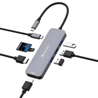 Hub USB Verbatim Multi Port CMH-08: 1x USB-C PD, 3xUSB-A 3.0, 2xHDMI, SD/microSD