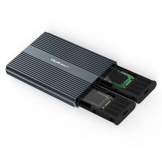 Obudowa/kieszeń Qoltec na dysk M.2 SSD | SATA | NVMe | USB-C | DUAL 2 x 2TB