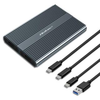 Obudowa/kieszeń Qoltec na dysk M.2 SSD | SATA | NVMe | USB-C | DUAL 2 x 2TB