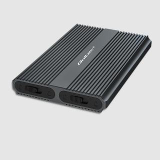 Obudowa/kieszeń Qoltec na dysk M.2 SSD | SATA | NVMe | USB-C | DUAL 2 x 2TB