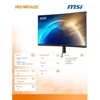 Monitor PRO MP2422C 23.6 cala VA/FHD/1ms/100Hz/Zakrzywiony