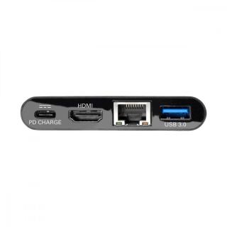 Wieloportowy adapter USB-C 4K HDMI, port USB-A, GbE, ładowanie PD 60 W, HDCP U444-06N-H4GUBC Czarny