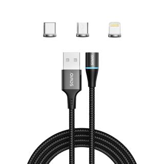 Kabel magnetyczny USB - USB typ C, Micro i Lightning,...