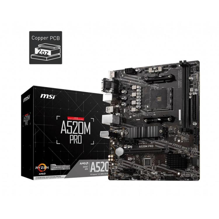 Płyta główna A520M PRO AM4 2DDR4 DP/VGA/HDMI USB 3.2 mATX