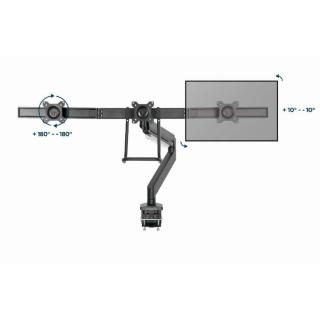 GEMBIRD BIURKOWE REGULOWANE RAMIĘ/UCHWYT NA 3 MONITORY 17-27, VESA 100X100MM, DO 6 KG