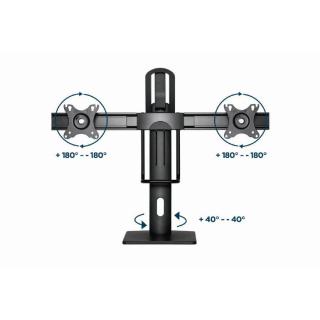 GEMBIRD STOJAK BIURKOWY NA DWA MONITORY Z REGULACJĄ WYSOKOŚCI 17-27, VESA 100X100MM, DO 6 KG