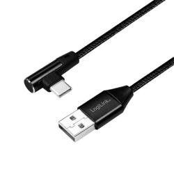 Kabel USB 2.0 LogiLink CU0137 USB A - USB-C, M/M, kątowy,...