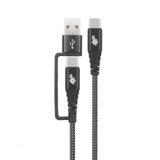 Kabel 2w1: USB C - USB C z nakładką USB A, 1.2 m