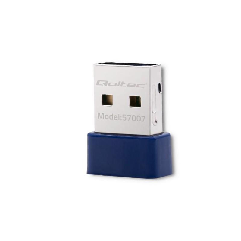 Karta sieciowa Mini Wi-Fi USB Qoltec Bezprzewodowy BT 4.0 | Standard N