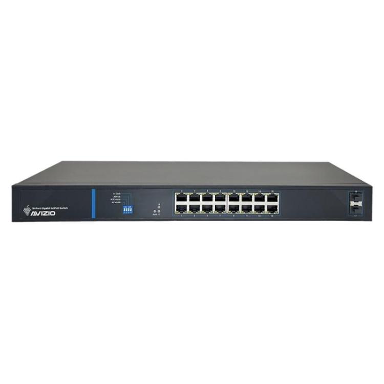 AVIZIO SWITCH NIEZARZĄDZALNY 16 PORTÓW RJ45 POE 1GB/S + 2 PORTY SFP UPLINK 1GB/S (BUDŻET MOCY 150W)